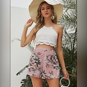 SHEIN Lace Floral Pink Set